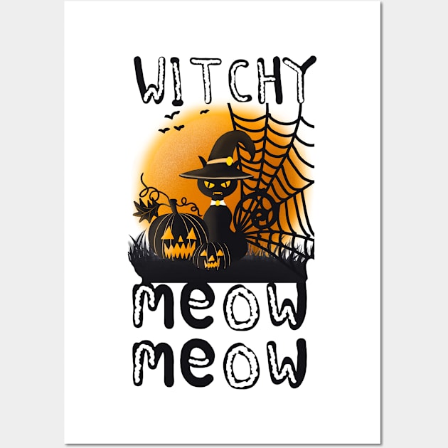 Halloween Cat Witch meow meow Wall Art by KZK101